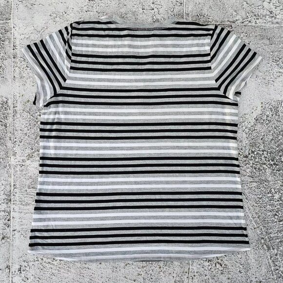 Liz Claiborne Women Top T Shirt Henley Style Shirt Gray Striped Size XL - Picture 3 of 8